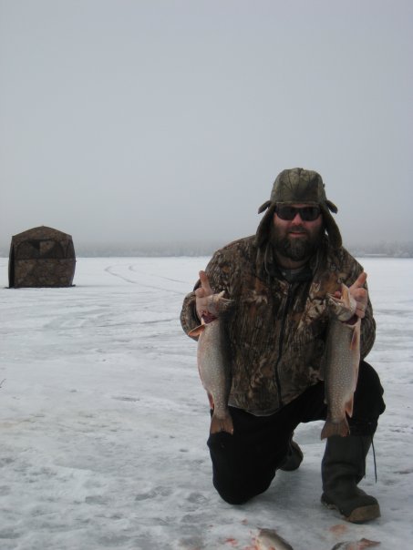 Ice fishing Whistler British Colubia, Canada