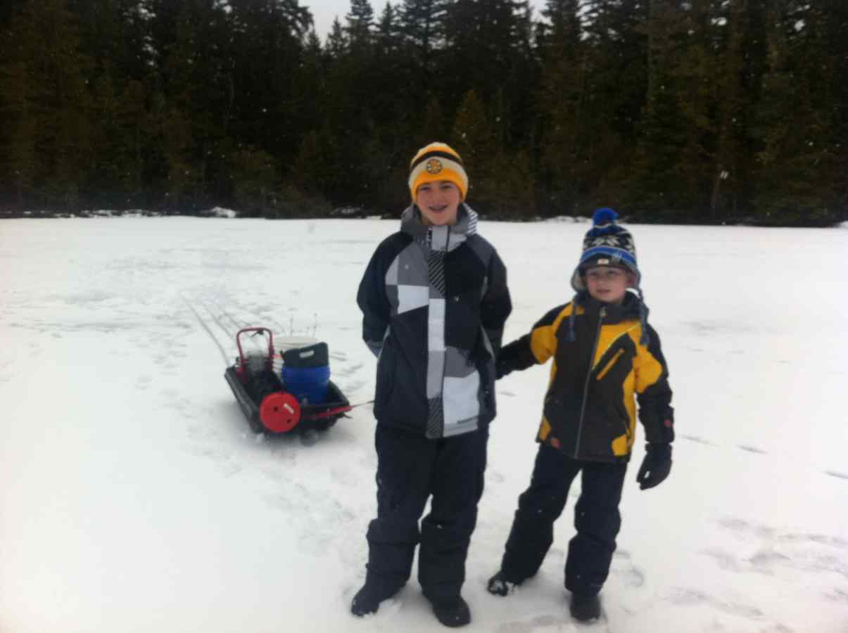 Kids Ice Fishing in British Columbia