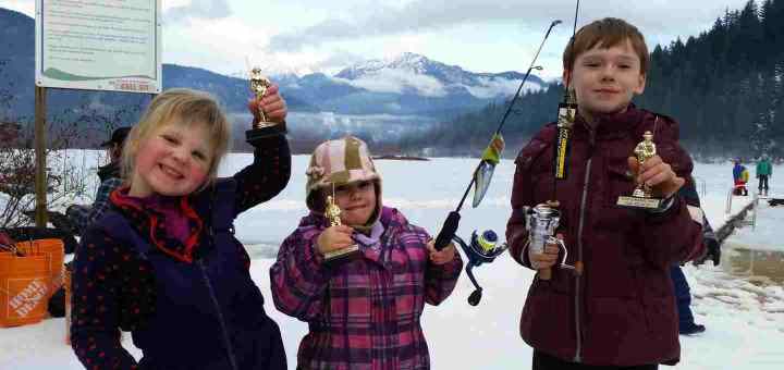 Winners of the 2015 Pemberton Winterfest Kids Ice fishing derby